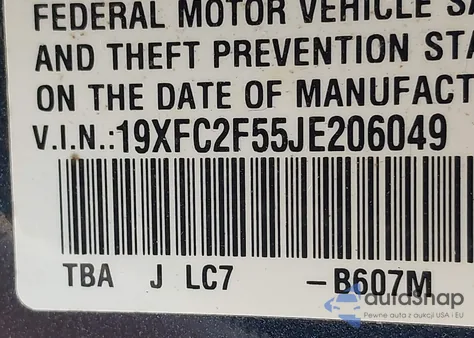 2018 Honda Civic Lx z USA, uszkodzony, nr VIN 19XFC2F55JE206049